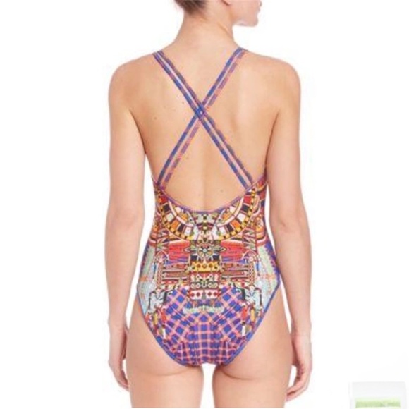 Bergdorf Goodman Camilla, Rainbow Warrior Print Reversable Swimsuit / Size M-L - Picture 3 of 11
